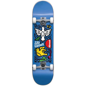 Almost Skateboards Double Doves Skateistan Sky Brown Blue Youth Complete Skateboard 7.5"