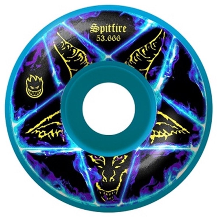 Spitfire Wheels Pentagram Blue Skateboard Wheels 99a 53.666mm