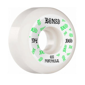 Bones Wheels 100's V5 #3 Sidecut White Skateboard Wheels 100a 54mm