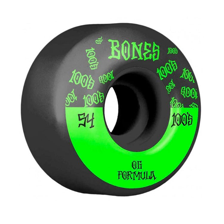 Bones Wheels 100's V4 #13 Wide Black Skateboard Wheels 100a 54mm