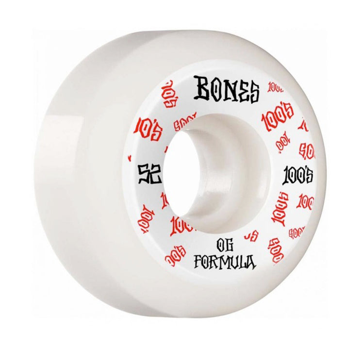 Bones Wheels 100's V5 #3 Sidecut White Skateboard Wheels 101a 52mm