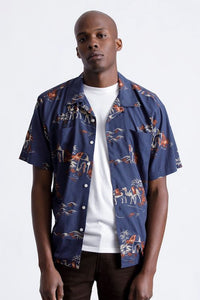 Brixton Cruze S/S Woven Shirt Washed Navy/Ginger