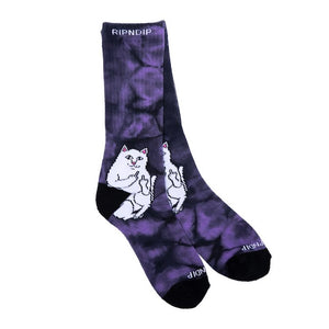 RIPNDIP Lord Nermal Lavender Tie Dye Crew Socks