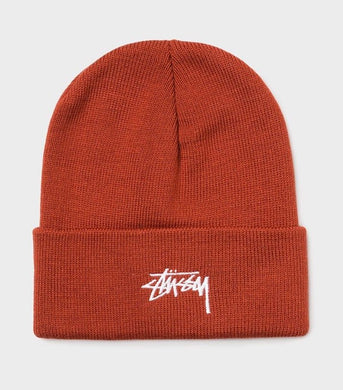 Stussy Stock Logo Embroidered Beanie Rust