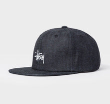 Stussy Basic Logo Smooth Denim Strapback Cap Black