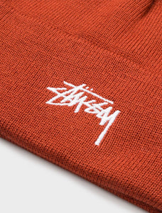 Stussy Stock Logo Embroidered Beanie Rust