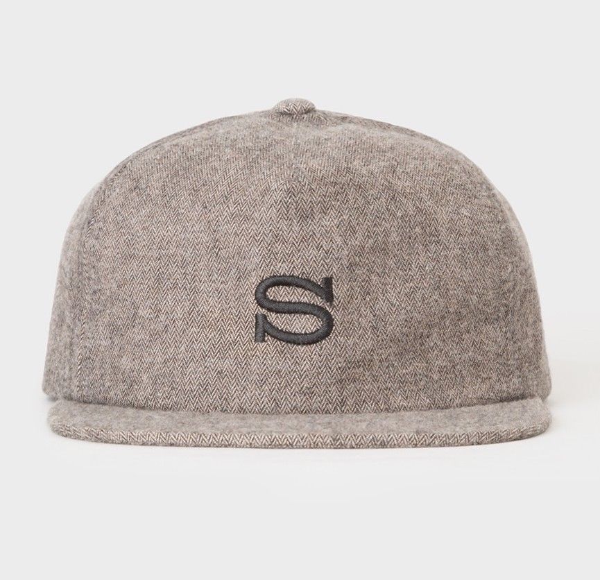 Stussy S Logo Herringbone Snapback Cap Black / White