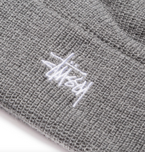 Stussy Basic Logo Embroidered Cuff Beanie Grey Heather