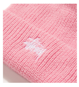 Stussy Basic Logo Embroidered Cuff Beanie Pink