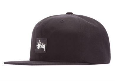 Stussy Stock Logo Rubber Patch Cap Black