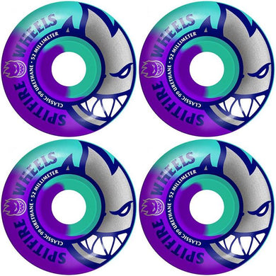 Spitfire Wheels Big Head 50/50 Swirls teal/purple Skateboard Wheels 99du 52mm