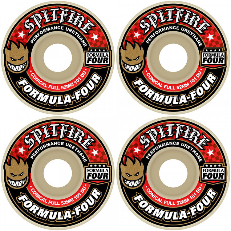 Spitfire Wheels Formula Four Conical Full Skateboard Wheels 101a 54mm