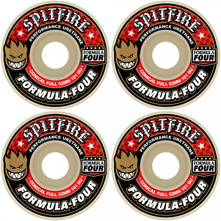 Spitfire Wheels Formula Four Conical Full Skateboard Wheels 101a 56mm