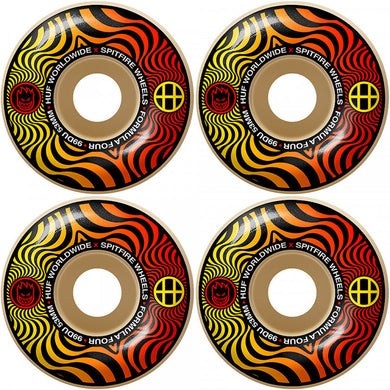 Spitfire Wheels x HUF Formula Four Swirl Classic Skateboard Wheels 99a 53mm