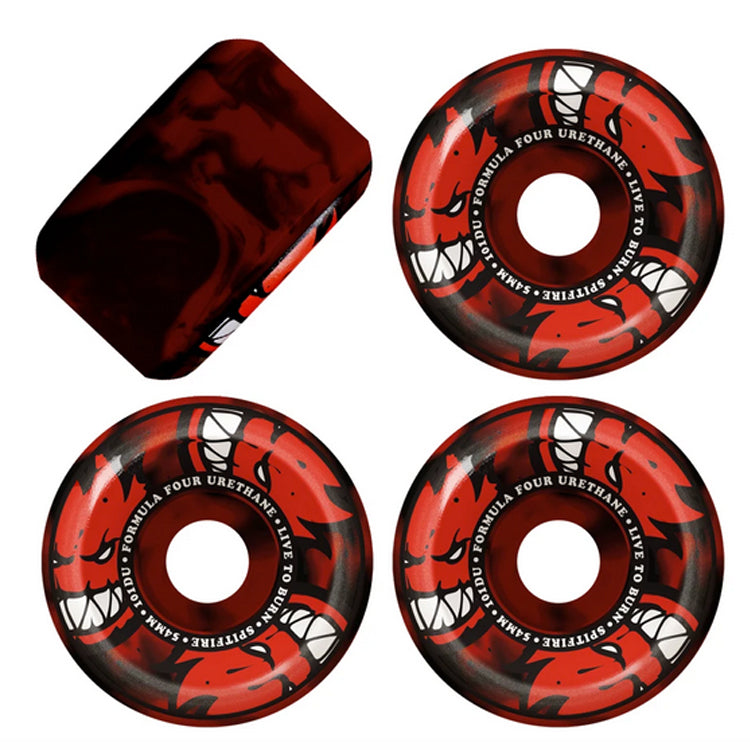 Spitfire Wheels Formula Four Conical Full Afterburn Red/Black Swirl Skateboard Wheels 101a 52mm