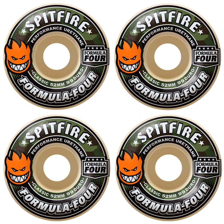 Spitfire Wheels Formula Four Covert Classic Skateboard Wheels 99a 52mm