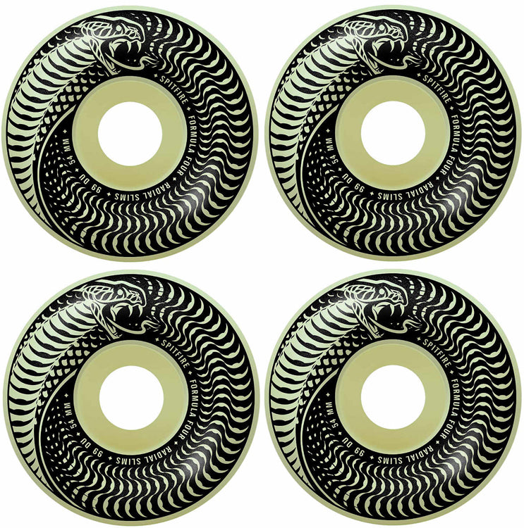 Spitfire Wheels Formula Four Venomous Radial Slims Glow Skateboard Wheels 99a 52mm