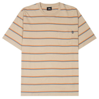 Stussy Mini Stripe Crew T-Shirt Tan