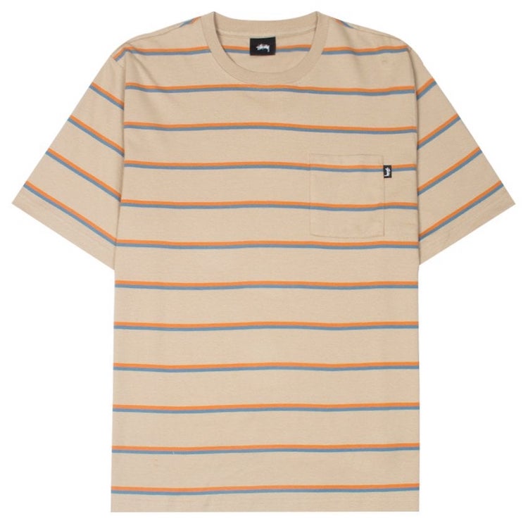 Stussy Mini Stripe Crew T-Shirt Tan