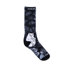 RIPNDIP Lord Nermal Black Tie Dye Crew Socks