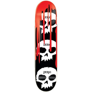 Zero Skateboards 3 Skull Blood Black/White/Red Skateboard Deck 8"